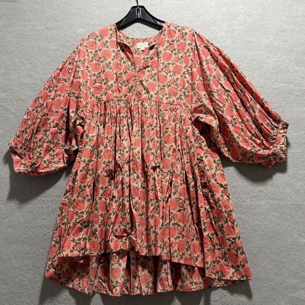 House of Sundar Dress Women’s Size Small Floral Cotton Boho India Cottage Midi